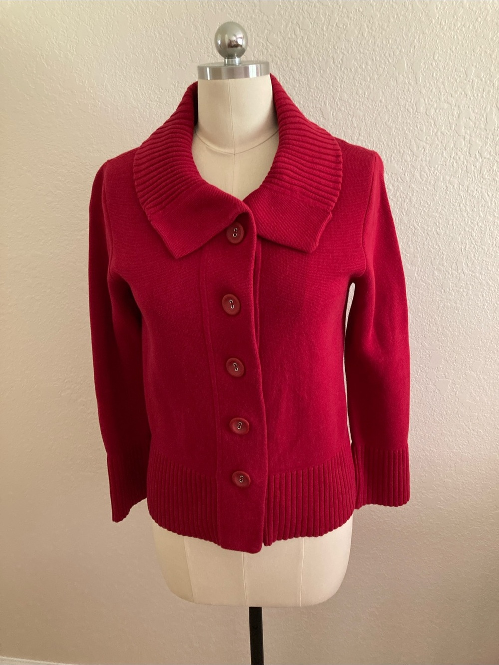 Chico's Vintage Crimson Button-Front Sweater Cardigan